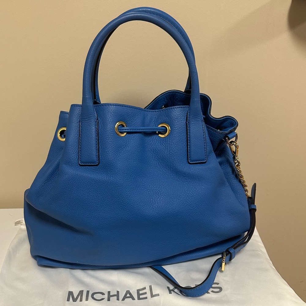 Like New Blue Michael Kors Camden Drawstring Satchel Bag - Picture 6 of 12